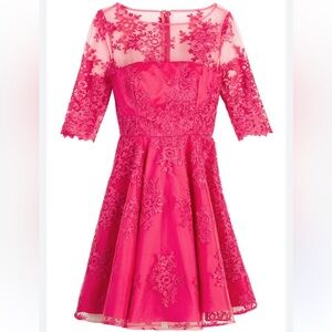 Monique Lhuiller Pink Embroidered Floral Dress Size 10
Party